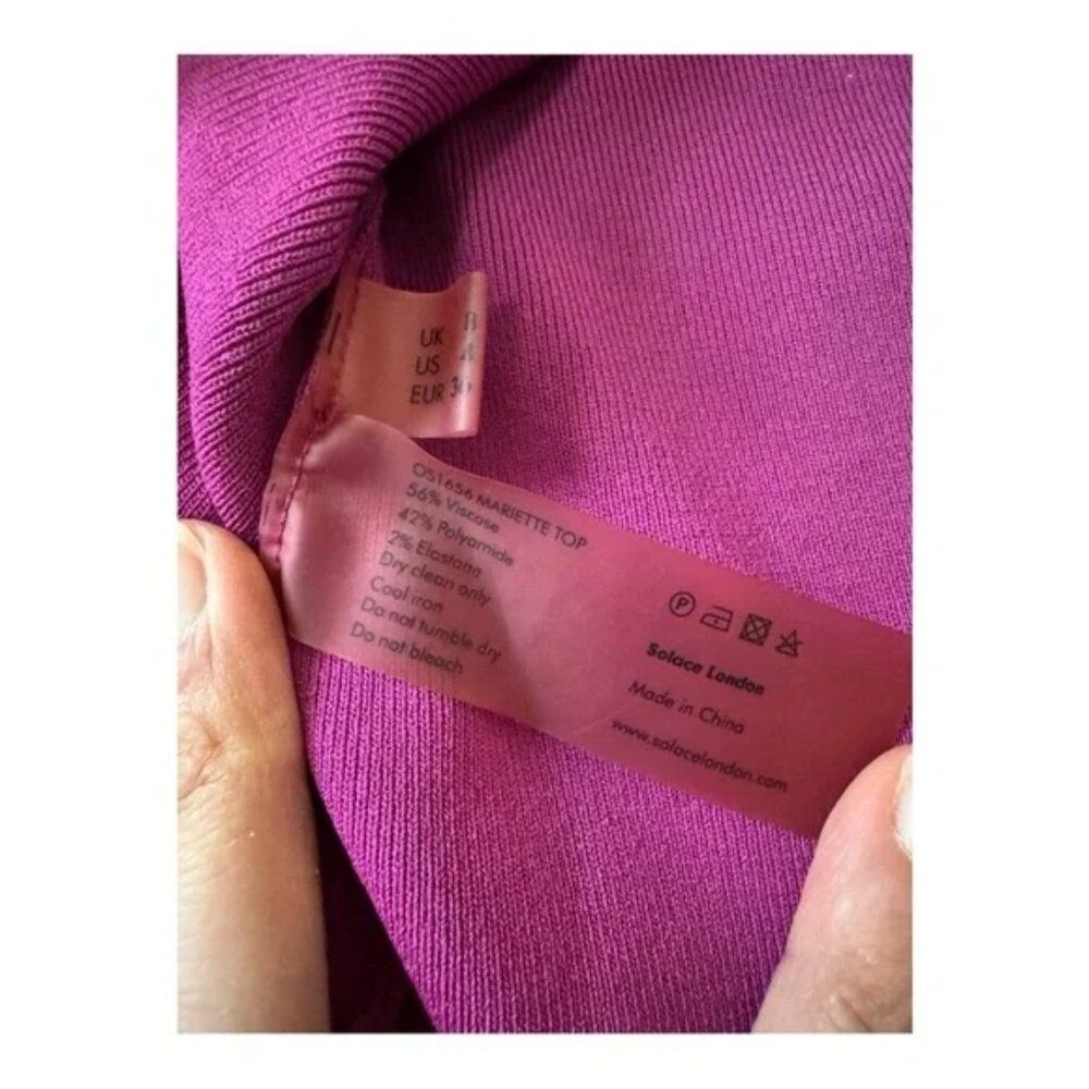 Solace London $395 Purple One Shoulder Asymmetric Knit Top Sweater 10 Med — image 6 of 7